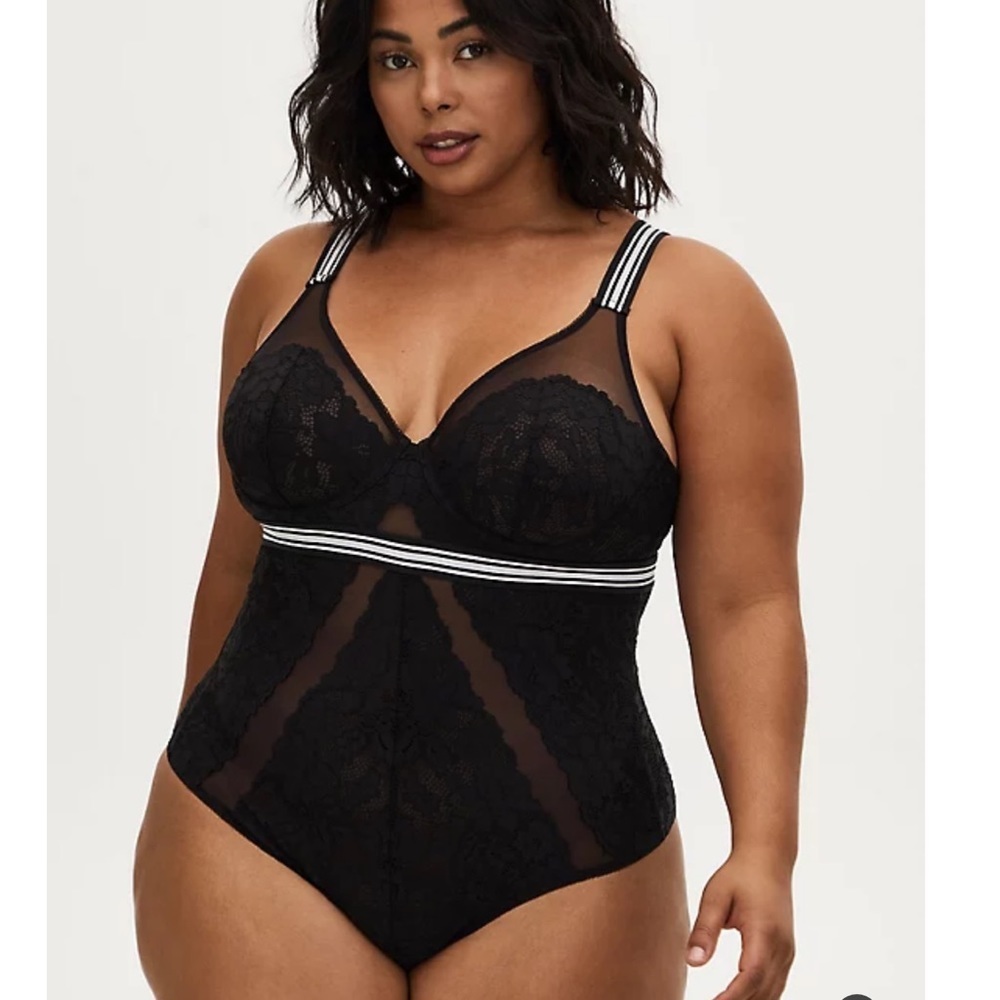 Torrid Logo Black Mesh Lace Bodysuit